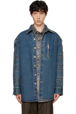 Feng Chen Wang Blouson bleu en denim à glissières