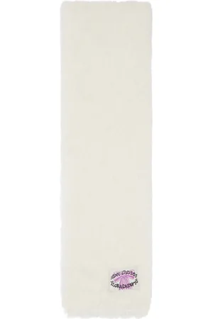 Acne Studios Écharpe étroite blanche en tricot à poils longs
