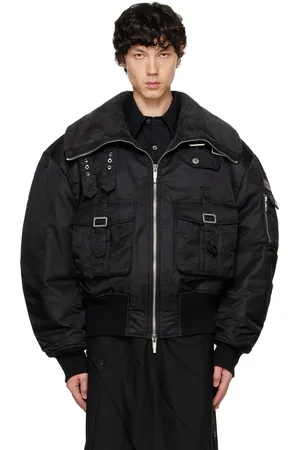 Feng Chen Wang Blouson aviateur noir à poches cargo