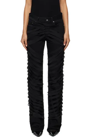 Helmut Lang Jean de travail noir à empiècement de style rubans