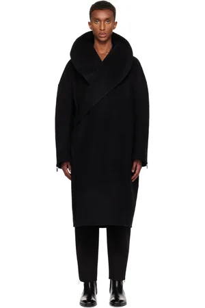 Helmut Lang Manteau noir en melton double face à manches cocon - Apex