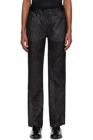 Helmut Lang Pantalon de travail noir à effet film à bulles d