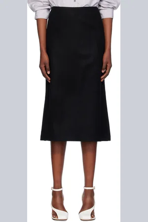 DRIES VAN NOTEN Jupe midi façon tailleur noire en laine