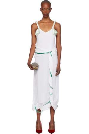 J.W.Anderson Robe midi blanche à bretelles à pampille et garniture torsadées