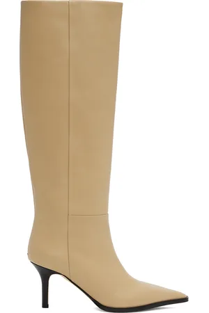 Aeyde Bottes hautes Tula beiges en cuir