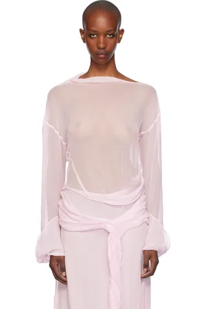 J.W.Anderson Chemisier à manches longues rose en crépon semi-transparent
