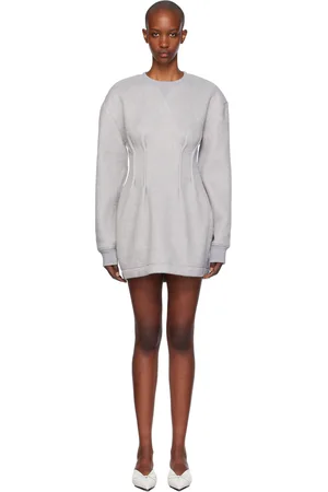 J.W.Anderson Robe courte cintrée texturée grise à manches longues