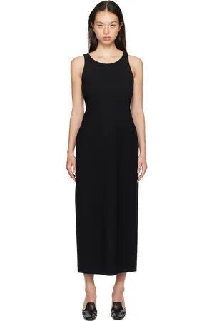 Auralee Robe midi noire en tricot double face de laine
