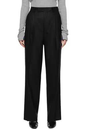 Auralee Pantalon noir en sergé léger de laine