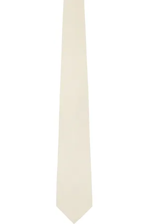Auralee Cravate légère beige en laine