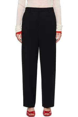 Auralee Pantalon noir en toile double face de laine