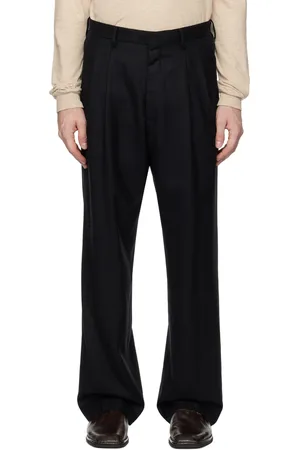 Auralee Pantalon noir en sergé léger de laine