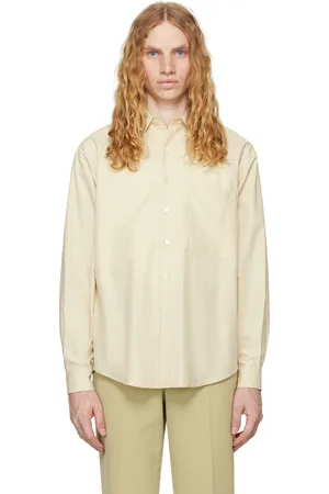 Auralee Chemise surdimensionnée beige en sergé de coton Finx lavé