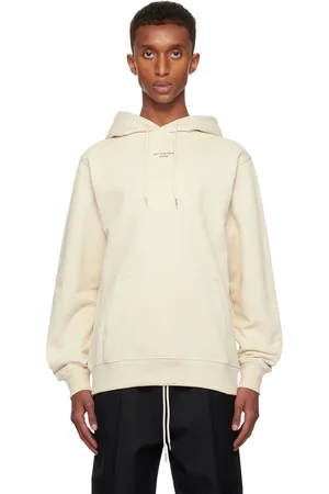 Drôle de Monsieur Pull à capuche blanc cassé à texte emblématique