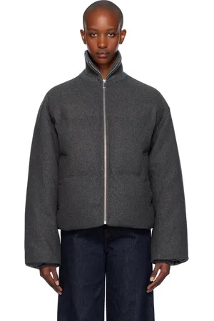 Totême Blouson matelassé gris en flanelle rembourré en duvet