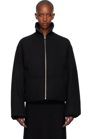 Totême Blouson matelassé noir en flanelle rembourré en duvet