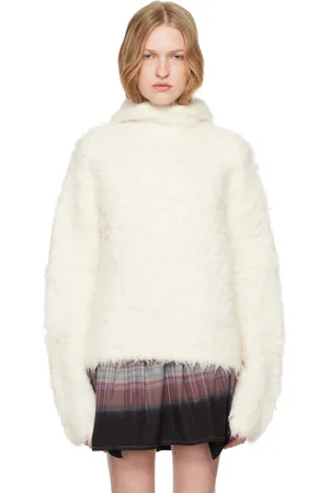Acne Studios Pull à capuche blanc en alpaga