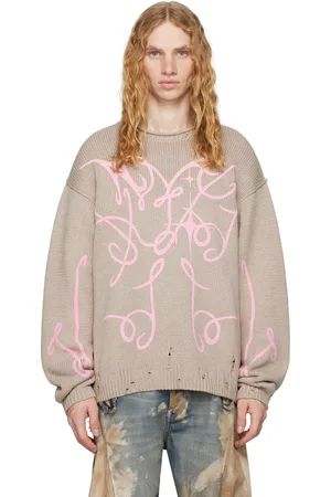 Acne Studios Pull beige à appliqués graphiques
