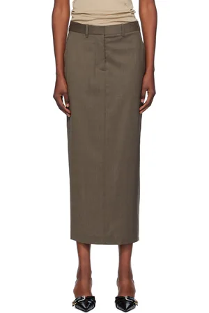 Helmut Lang Jupe longue brune à glissière