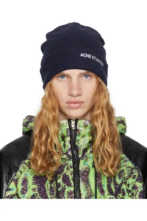Acne Studios Bonnet bleu marine en laine mélangée