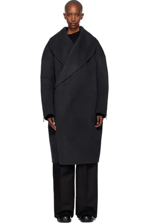 Helmut Lang Manteau gris en melton double face à manches cocon - Apex