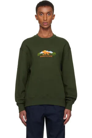 Maison Kitsuné Pull molletonné décontracté vert à broderie National Parks