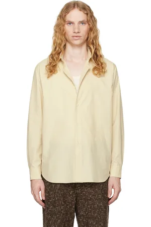 Auralee Chemise jaune en sergé de coton Finx lavé