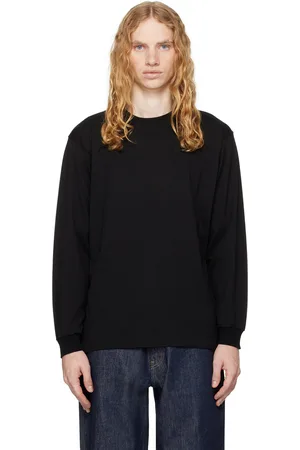 Auralee T-shirt à manches longues noir en jersey vanisé à fini soyeux