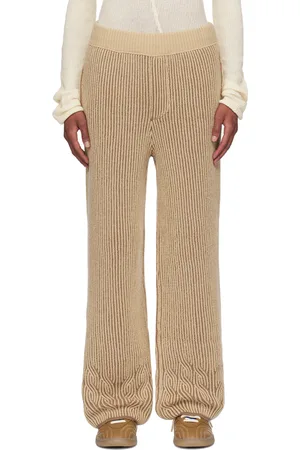 Isa Boulder Pantalon Rover beige à rayures graphiques exclusif à SSENSE