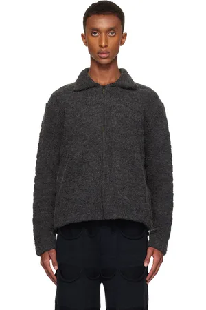 Isa Boulder Blouson BT gris en tricot brossé à glissière exclusif à SSENSE