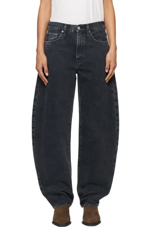 AGOLDE Jean noir à coutures extérieures incurvées