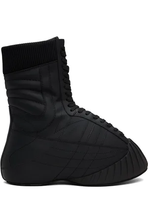 Balmain Bottines noires en cuir caoutchouté - B-Cloud