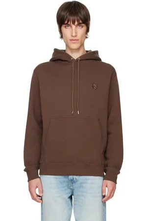 Maison Kitsuné Pull à capuche brun à écusson à logo de renard