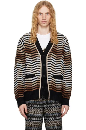 Missoni Cardigan brun à motif en zig zag surdimensionné