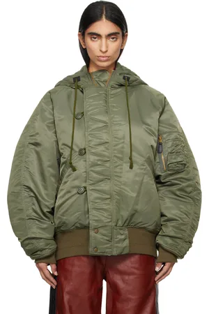 DOUBLET Blouson aviateur kaki à capuche en forme de pétales