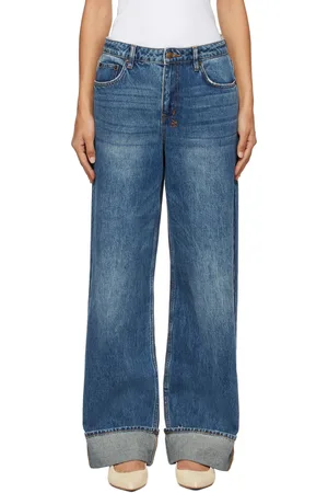 KSUBI Jean bleu à taille basse et à revers roulés