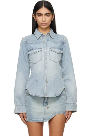 KSUBI Chemise à manches longues de style western Bella bleue en