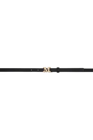 Max Mara Ceinture noire en cuir à monogramme
