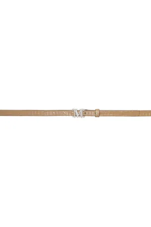 Max Mara Ceinture brun clair en cuir gaufré façon croco à monogramme