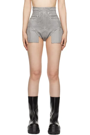 Rick Owens Short gris en denim à doublures visibles - Porterville Dirt