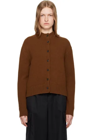 Rohe Cardigan écourté brun en laine superfine bouillie