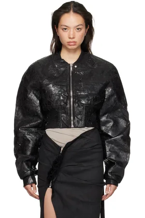 Rick Owens Blouson aviateur Collage noir en denim