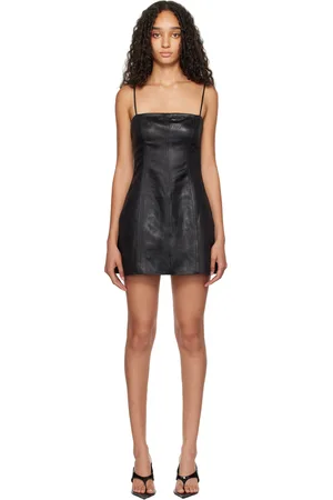Alexander Wang Robe courte ajustée noire en chintz de lin