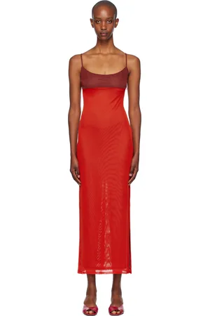 Miaou Robe longue Thais rouge et bourgogne
