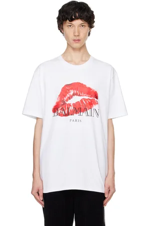 Balmain T-shirt décontracté blanc à image à logo imprimée