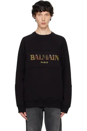 Balmain Pull molletonné surdimensionné rétro noir à logo brodé