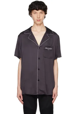 Balmain Chemise de pyjama rétro noire à logo