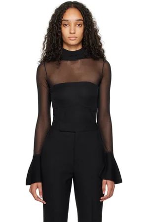 MARIA MCMANUS Haut de style corset transparent noir à poignets évasés