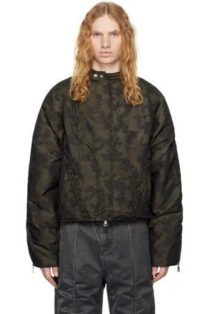 Andersson Bell Blouson rembourré vert à motif camouflage et à ornements lacés