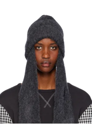 OPEN YY Bonnet de style écharpe gris en mohair